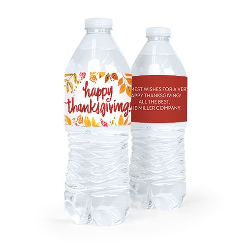 Personalized Bonnie Marcus Thanksgiving Fall Foliage Water Bottle Labels (5 Labels)