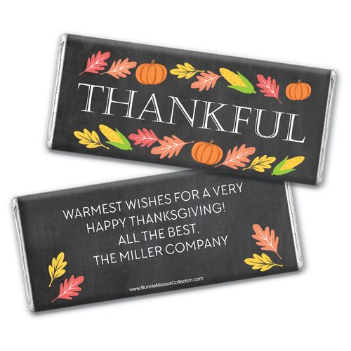 Personalized Bonnie Marcus Thankful Chalkboard Thanksgiving Chocolate Bar Wrappers