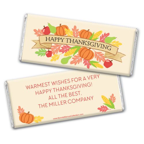 Personalized Bonnie Marcus Happy Harvest Thanksgiving Chocolate Bar Wrappers