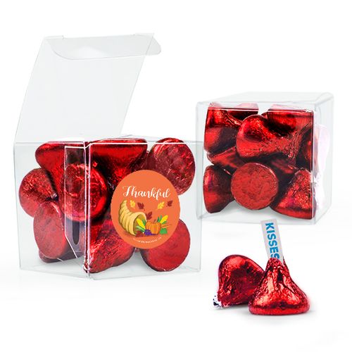 Thanksgiving Bountiful Thanks Hershey's Kisses Clear Gift Box with Sticker