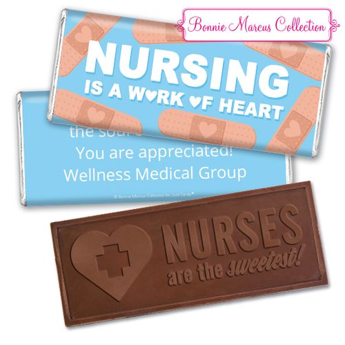 Personalized Bonnie Marcus Collection Nurse Appreciation Hearts Embossed Nurse Chocolate Bar