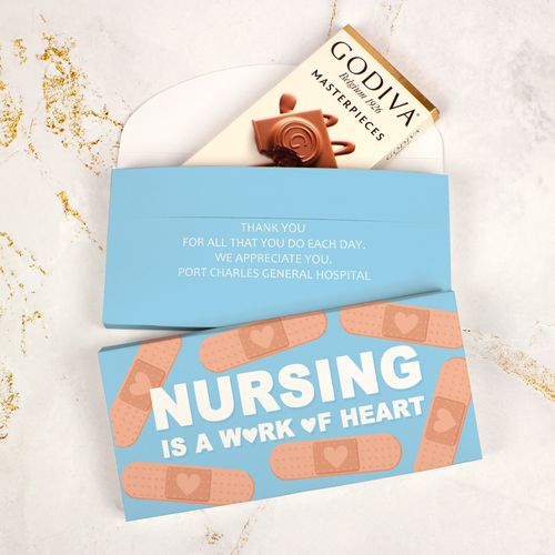 Deluxe Personalized Nurse Appreciation Hearts Godiva Chocolate Bar in Gift Box