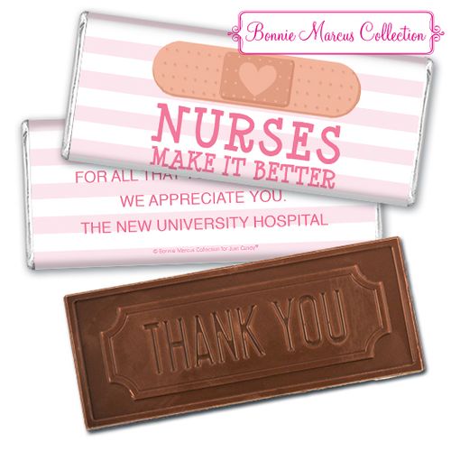 Personalized Bonnie Marcus Collection Nurse Appreciation Stripes Embossed Thank You Chocolate Bar