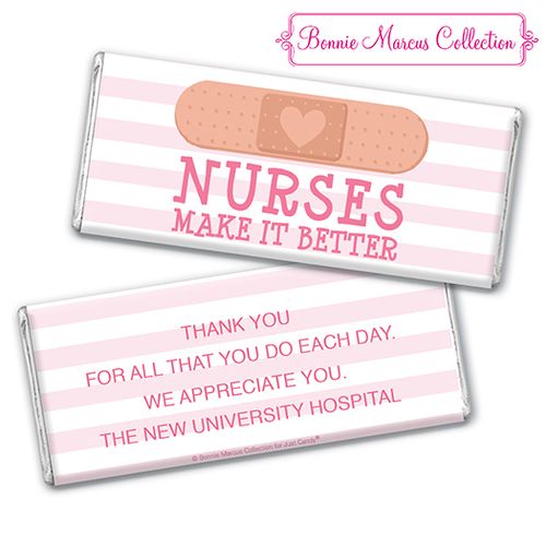 Personalized Bonnie Marcus Collection Nurse Appreciation Stripes Chocolate Bar & Wrapper