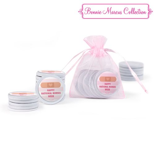 Bonnie Marcus Collection Nurse Appreication Stripes Extra Small Organza Bag of Chocolate Coins
