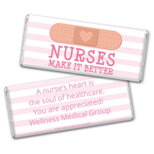 Personalized Bonnie Marcus Collection Nurse Appreciation Stripes Chocolate Bar Wrappers