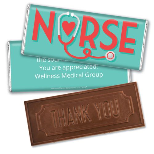 Personalized Bonnie Marcus Collection Nurse Appreciation Red Heart Embossed Thank You Chocolate Bar