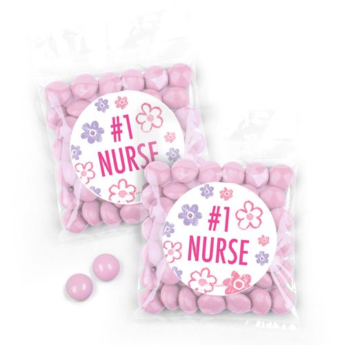 Personalized Nurse Appreciation Flowers Candy Bags with Just Candy Milk Chocolate Minis
