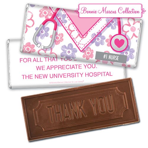 Personalized Bonnie Marcus Collection Nurse Appreciation Flowers Embossed Thank You Chocolate Bar