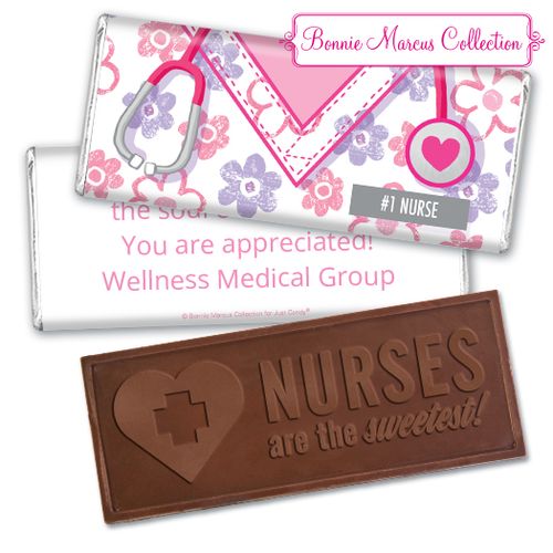 Personalized Bonnie Marcus Collection Nurse Appreciation Flowers Embossed Nurse Chocolate Bar