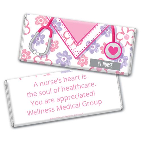 Personalized Bonnie Marcus Collection Nurse Appreciation Flowers Chocolate Bar Wrappers