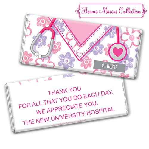 Personalized Bonnie Marcus Collection Nurse Appreciation Flowers Chocolate Bar & Wrapper