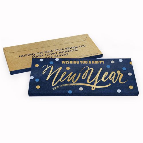 Deluxe Personalized New Year's Midnight Celebration Chocolate Bar in Gift Box