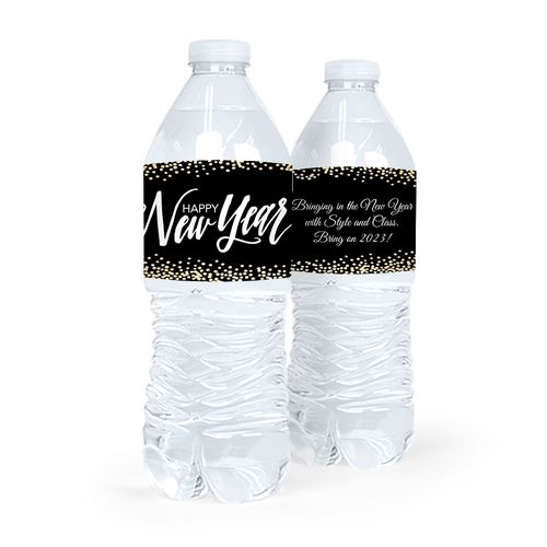Personalized Bonnie Marcus New Year's Eve Bubbles Water Bottle Sticker Labels (5 Labels)
