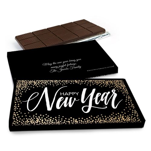 Deluxe Personalized New Year's Bubbles Chocolate Bar in Gift Box (3oz Bar)