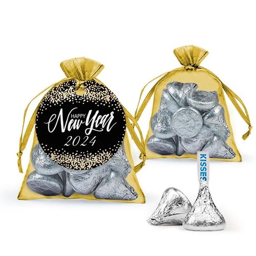 Bonnie Marcus New Year's Eve Bubbles Hershey's Kisses in Organza Bags with Gift Tag