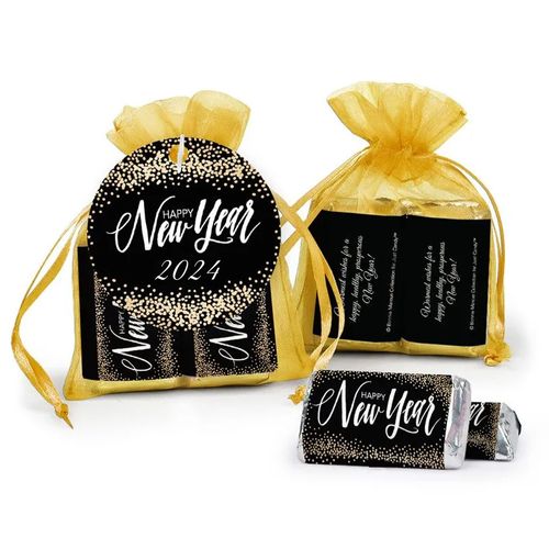 Bonnie Marcus New Year's Eve Bubbles Hershey's Miniatures in Organza Bags with Gift Tag
