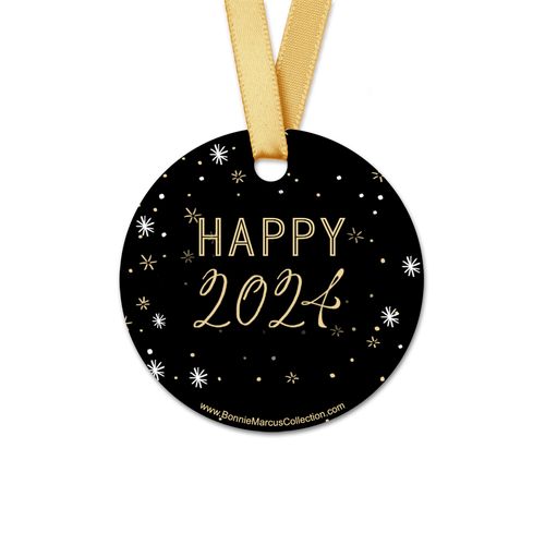 Personalized New Years Stars Round Favor Gift Tags (20 Pack)