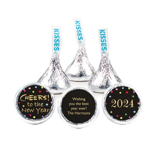 Personalized New Year's Eve Cheery Rainbow Dots Hershey's Kisses