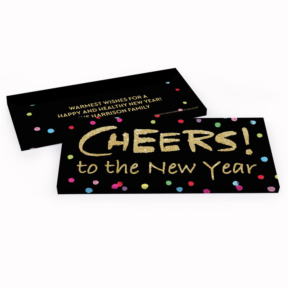 Deluxe Personalized New Year's Eve Cheery Rainbow Dots Chocolate Bar in ...