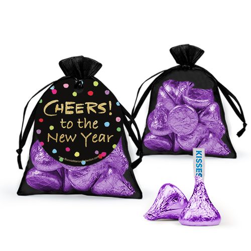 Bonnie Marcus New Year's Eve Cheery Rainbow Dots Hershey's Kisses in Organza Bags with Gift Tag