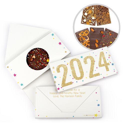 Personalized Starry Celebration New Year's Gourmet Infused Belgian Chocolate Bars (3.5oz)