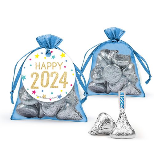 Bonnie Marcus New Year's Eve Starry Celebration Hershey's Kisses in Organza Bags with Gift Tag