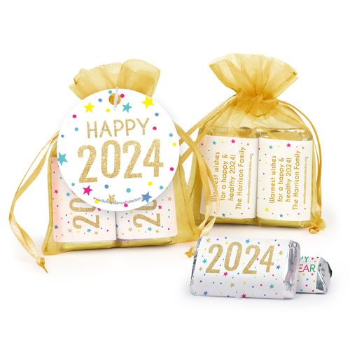 Bonnie Marcus New Year's Eve Starry Celebration Hershey's Miniatures in Organza Bags with Gift Tag