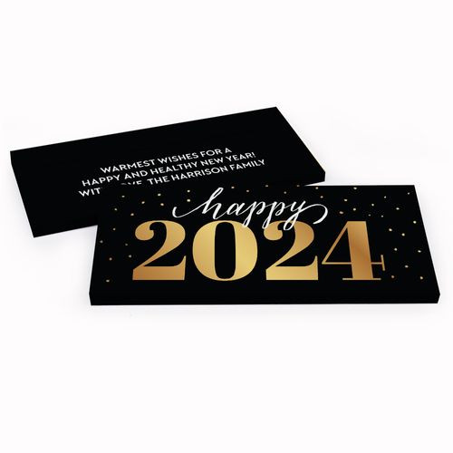 Deluxe Personalized New Year's Eve Royal Glitz Chocolate Bar in Metallic Gift Box