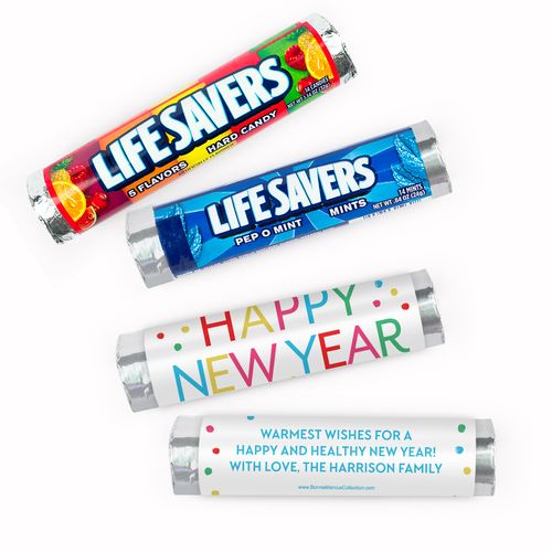 Personalized Bonnie Marcus New Year's Eve Dazzling Dots Lifesavers Rolls (20 Rolls)