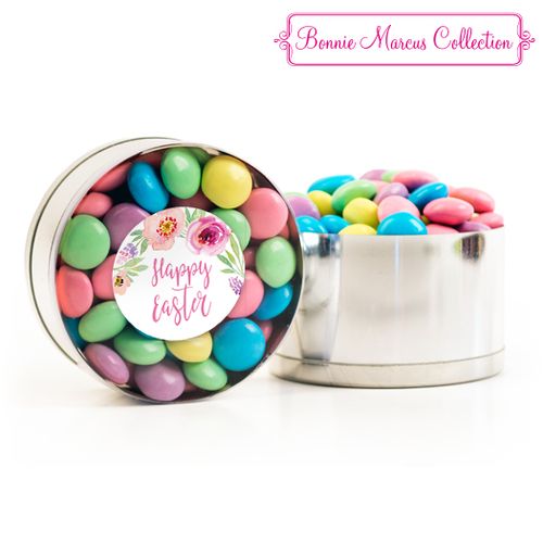Easter Pink Flowers Chocolate Minis Small Plastic Tin