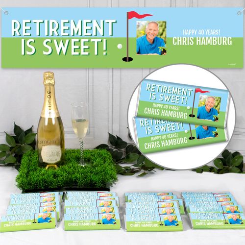 Personalized Retirement Banner & 24 Bars - Gone Golfin