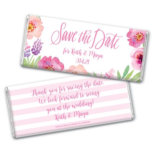 Floral Embrace Save the Date Favors Personalized Candy Bar - Wrapper Only