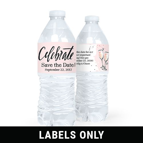 Personalized Save the Date Bubbly Water Bottle Sticker Labels (5 Labels)