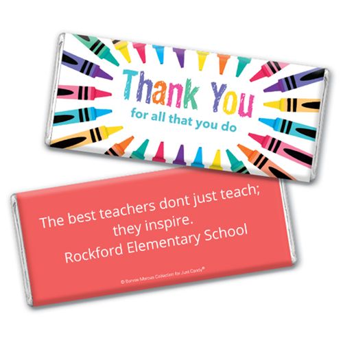 Personalized Teacher Appreciation Colorful Thank You Assembled Chocolate Bar