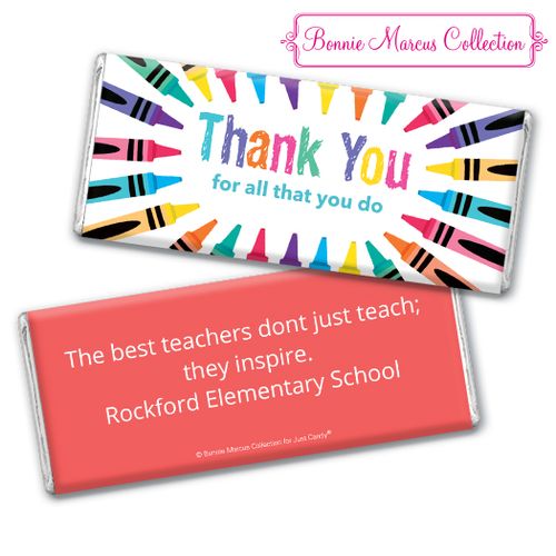 Personalized Teacher Appreciation Colorful Thank You Assembled Chocolate Bar
