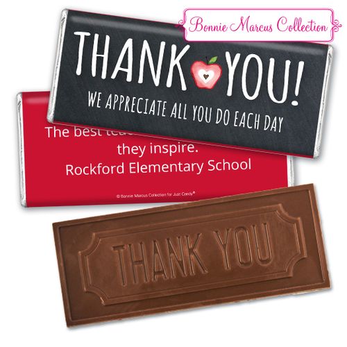 Personalized Teacher Appreciation Apple Assembled Embossed Chocolate Bar
