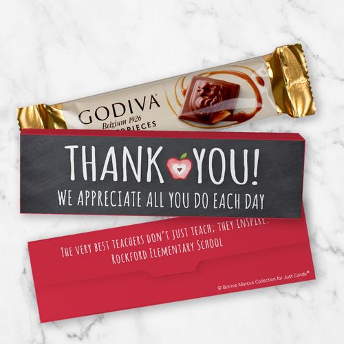 Personalized Teacher Appreciation Godiva Mini Masterpiece Chocolate Bar in Gift Box - Apple