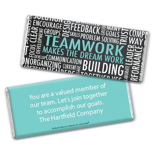 Personalized Bonnie Marcus Collection Teamwork Word Cloud Assembled Chocolate Bar