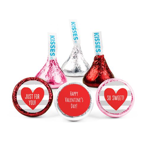 Personalized Bonnie Marcus Valentine's Day Heart Stripes Hershey's Kisses