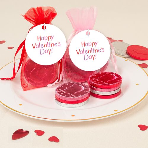 Valentine's Day Extra Small Organza Bag of Assorted Chocolate Coins