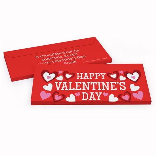 Deluxe Personalized Hearts Valentine's Day Candy Bar Favor Box