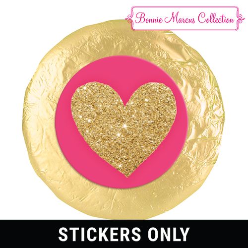 Bonnie Marcus Collection Valentine's Day Glitter Heart 1.25" Stickers (48 Stickers)
