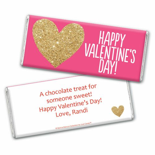 Bonnie Marcus Personalized Valentine's Day Glitter Heart Chocolate Bar & Wrapper