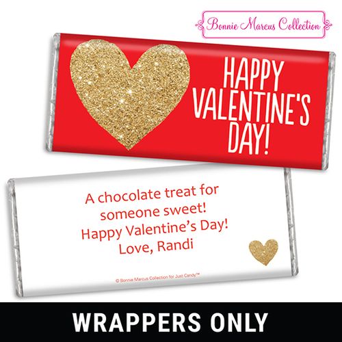 Personalized Valentine's Day Glitter Heart Chocolate Bar Wrapper