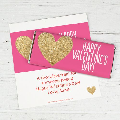 Personalized Valentine's Day Glitter Heart Chocolate Bar Wrapper