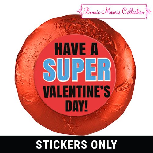 Bonnie Marcus Collection Valentine's Day Superhero 1.25" Stickers (48 Stickers)