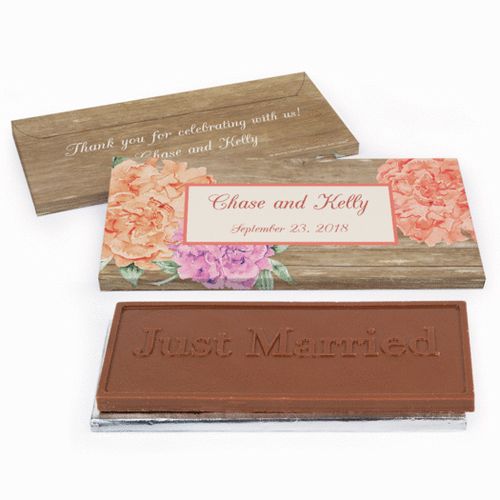 Deluxe Personalized Blooming Joy Wedding Chocolate Bar in Gift Box