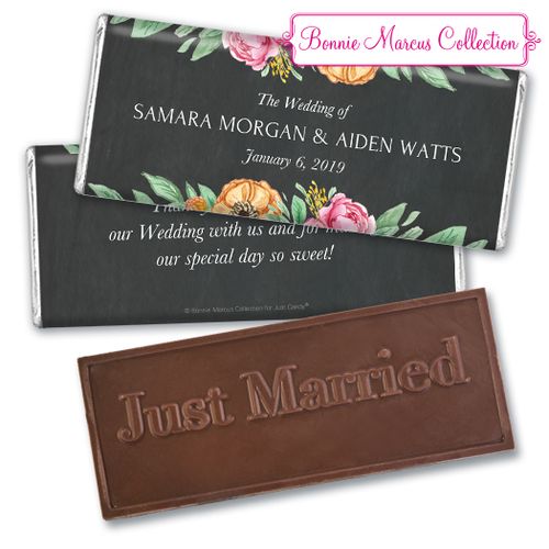 Personalized Bonnie Marcus Wedding Flowers in Chalk Embossed Chocolate Bar & Wrapper