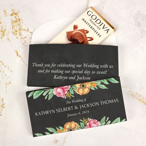 Deluxe Personalized Wedding Flowers Godiva Chocolate Bar in Gift Box